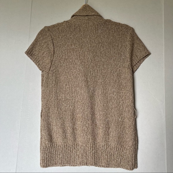 Old Navy women’s lambs wool blend short sleeve cable knit cardigan, L, tan - Picture 2 of 5